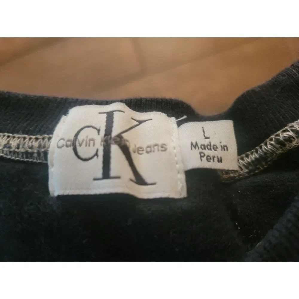 Vintage Calvin Klein Pullover Sweater Black CK‎ Spellout Men's Size Large